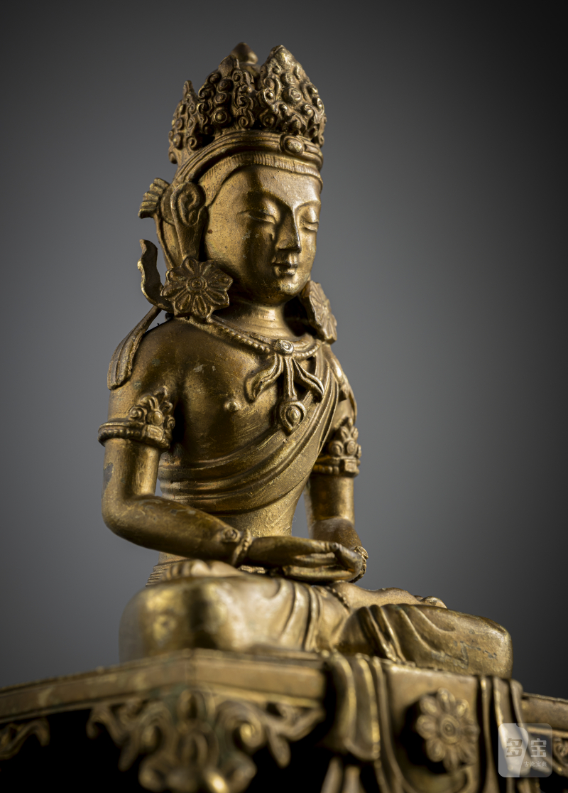 A gilt-bronze figure of Amitayus seated on a throne - 图3